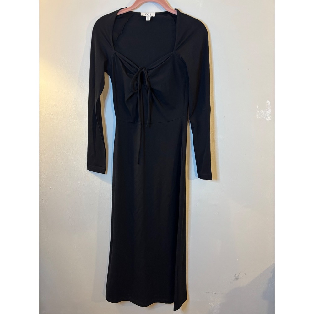 COS Black Long Sleeve Midi Dress XS Keyhole - Picture 1 of 6
